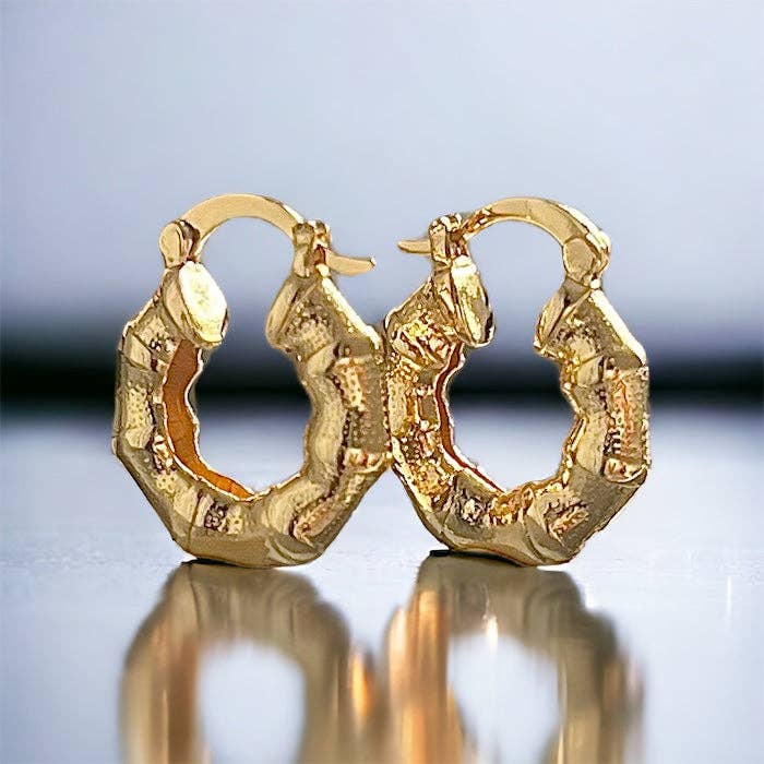 Bamboo Brilliance 20mm Gold-Plated Brass Hoop Earrings