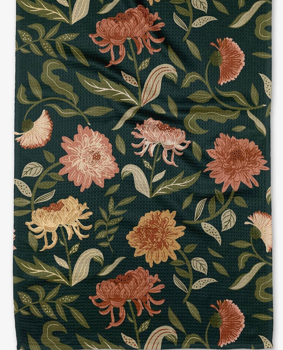 Chrysanthemums in November Tea Towel