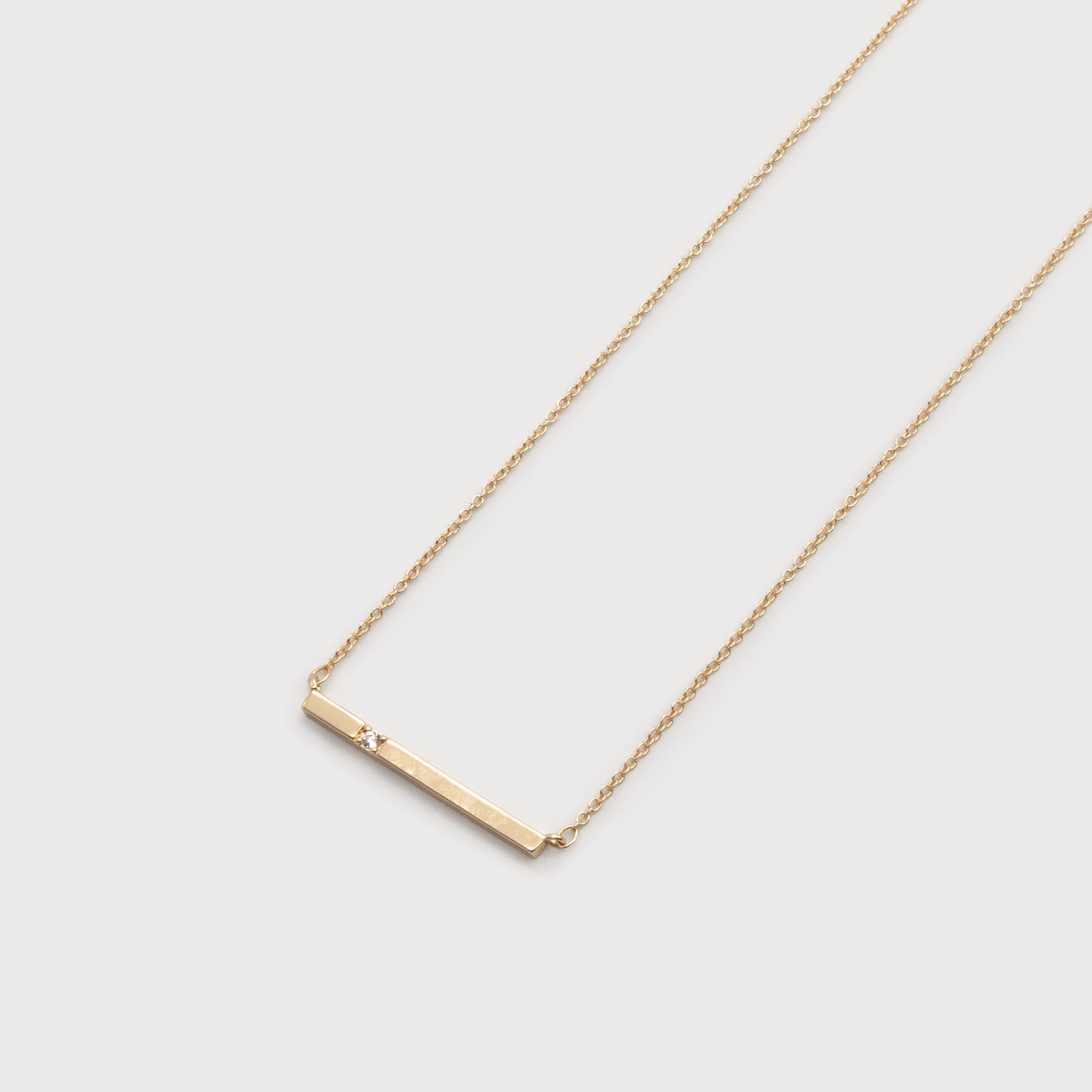 Gold Mini Crystal Bar Pendant