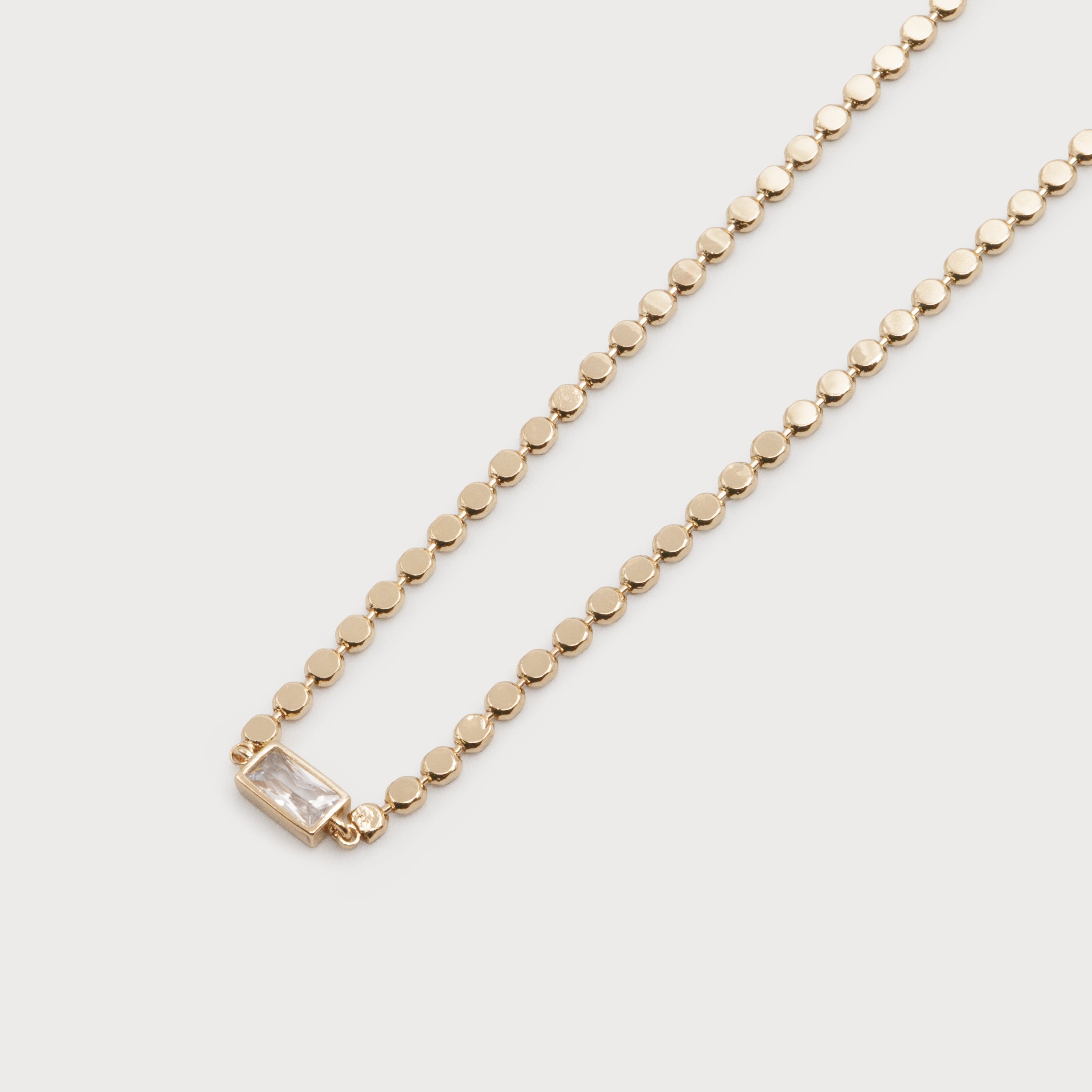 Gold Bold Crystal Bar Circle Chain