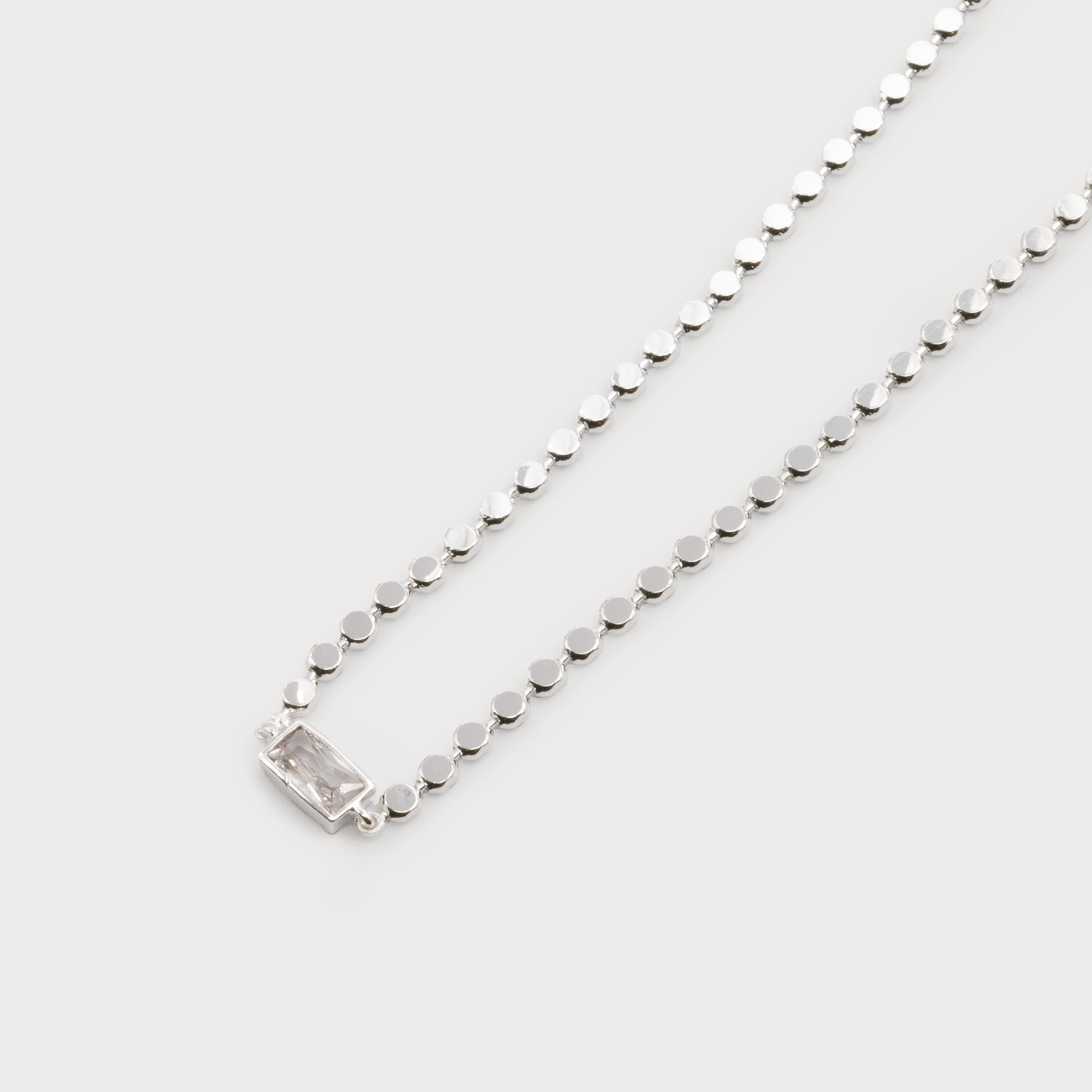 Silver Bold Crystal Bar Circle Chain