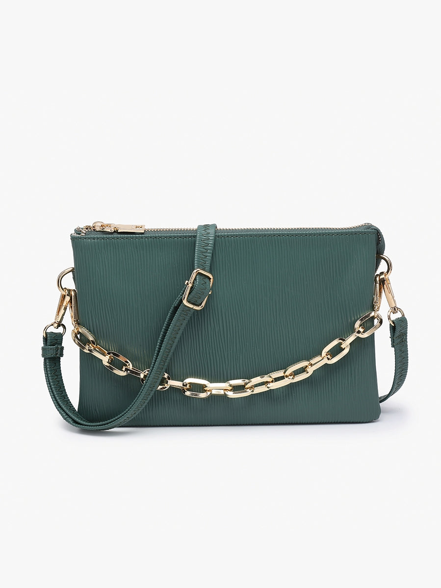 Izzy Dark Green Textured Crossbody w/Guitar Strap