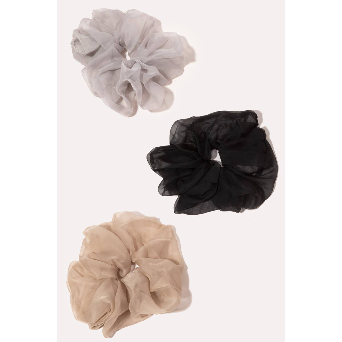 Three Piece Sheer Hair Scrunchie Set