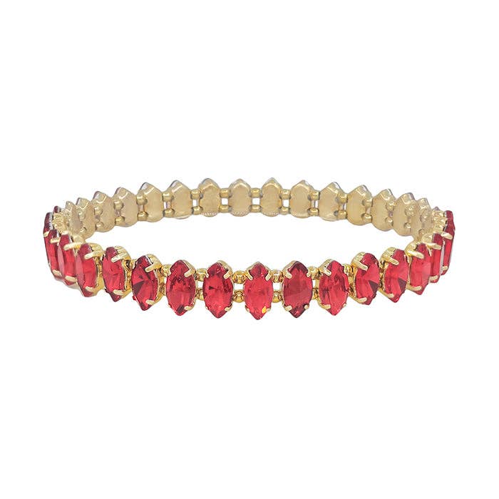 Red Opal Marque Crystal & Gold Stretch Bracelet