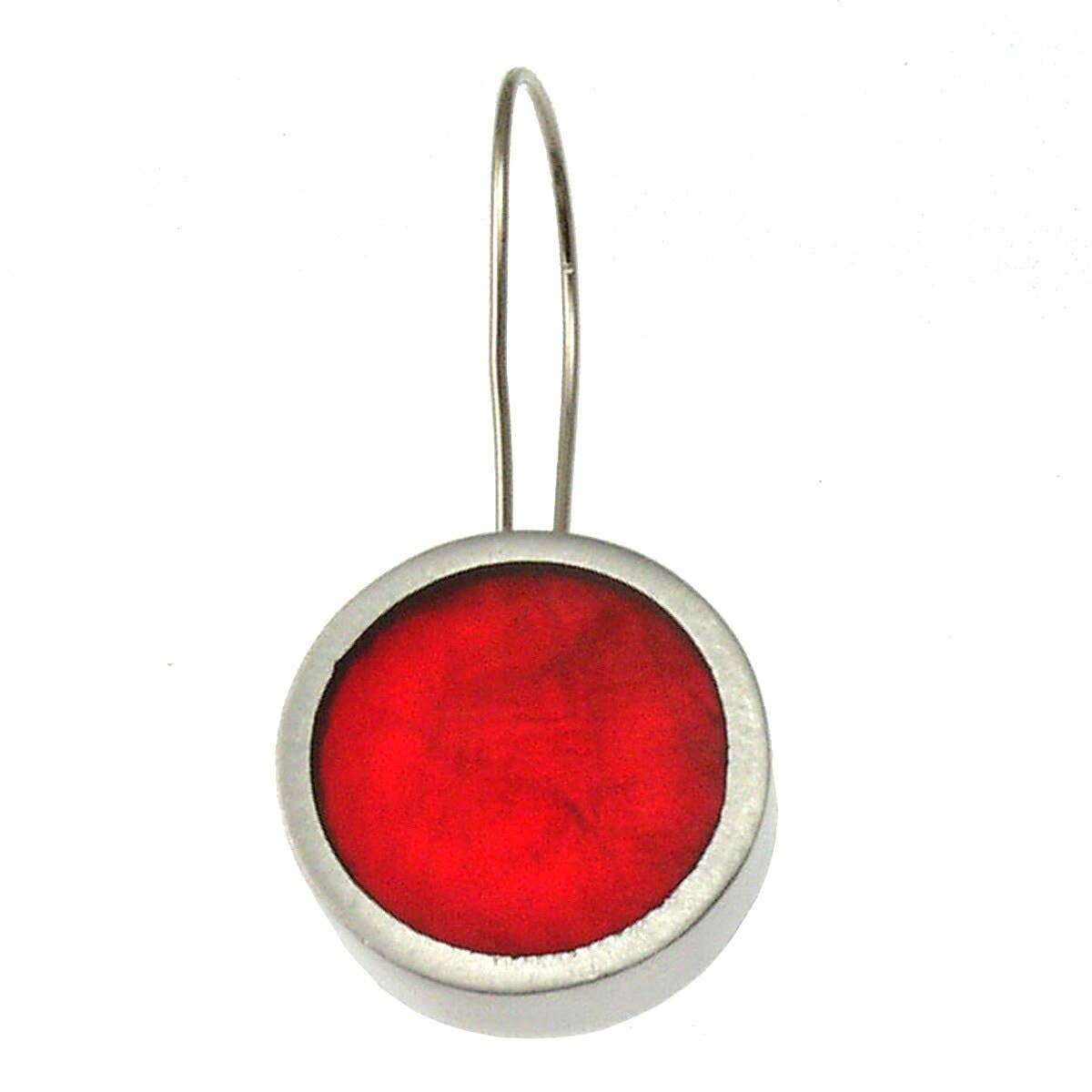 Red Resin and Shell Alum Earring