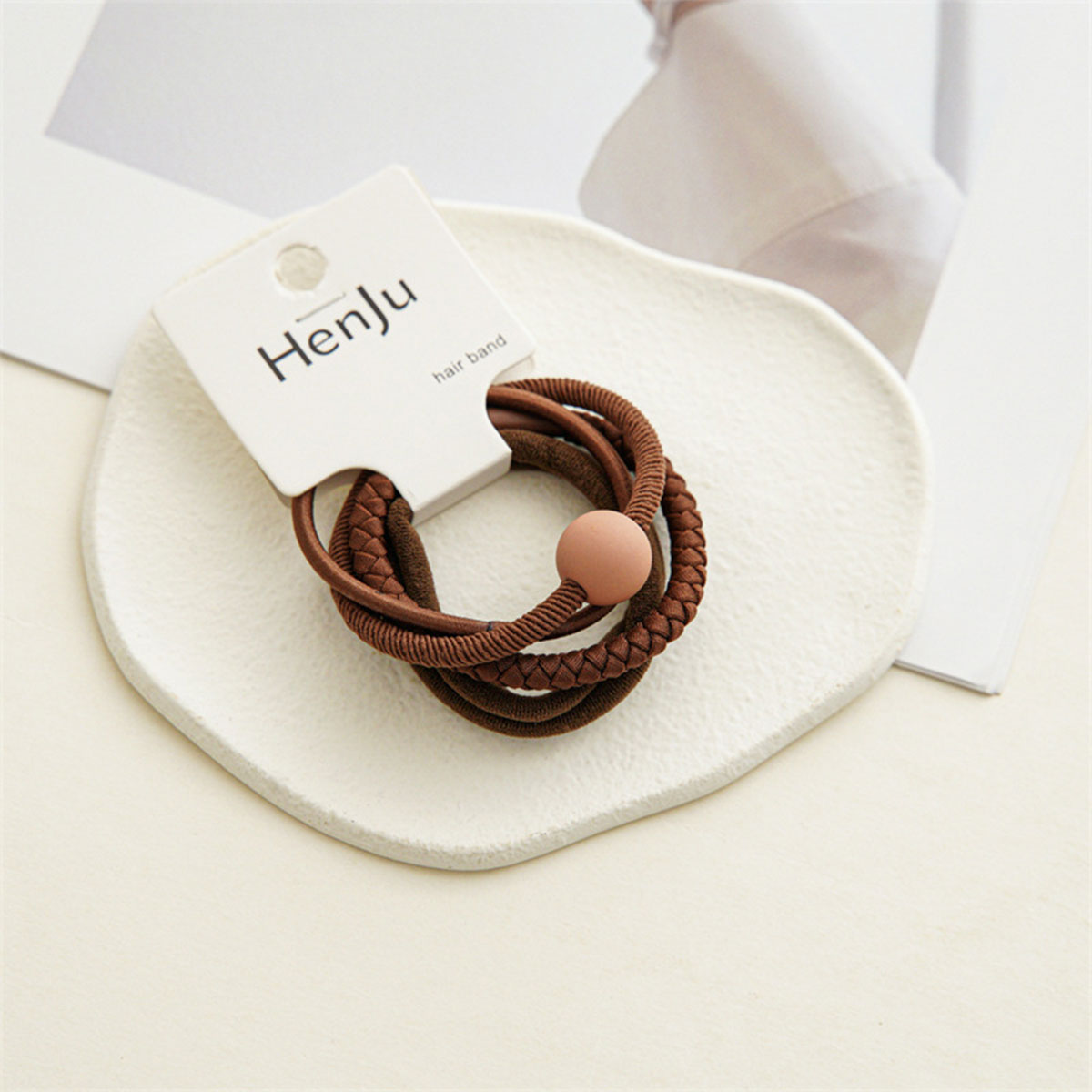 Light Brown 4 Piece Simple Hair Ties