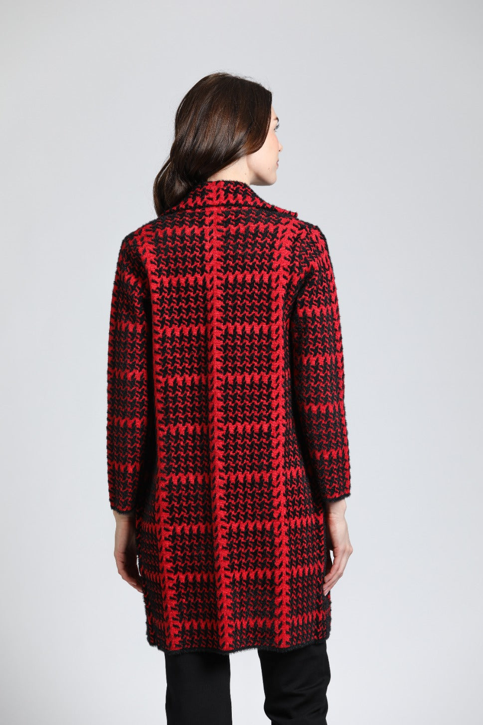 Single Breasted Plush Houndstooth Cozy Coat