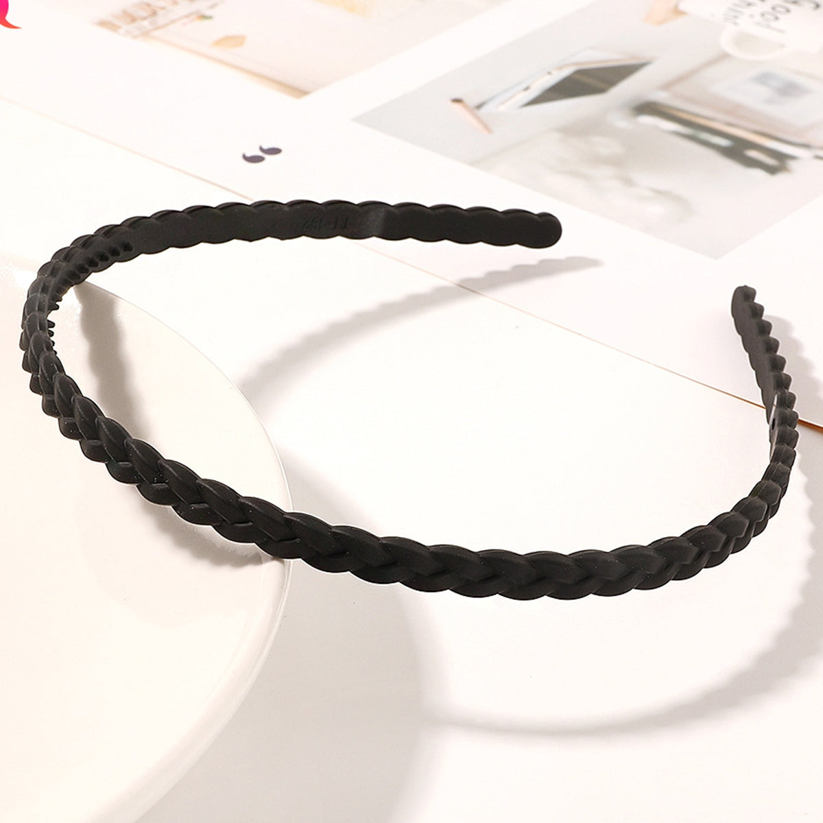 Black Braided Skinny Headband