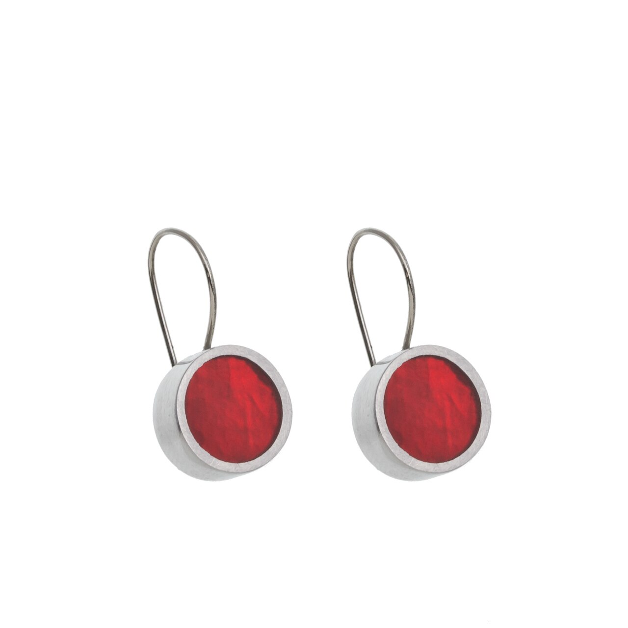 Red Resin and Shell Alum Earring