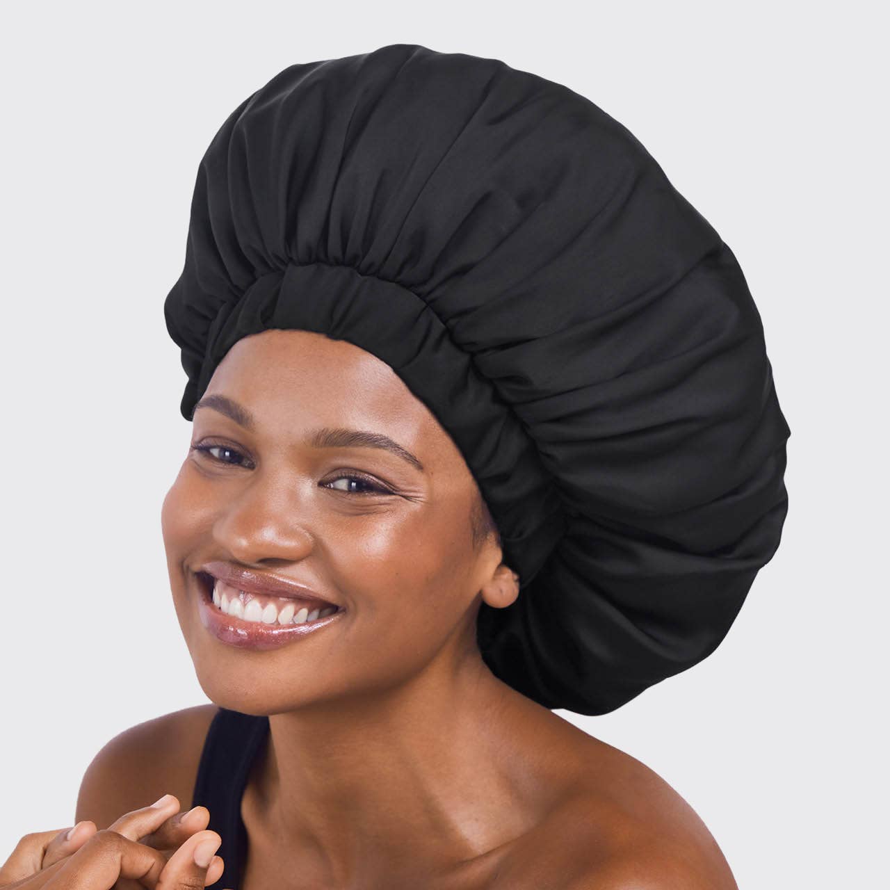 Satin Sleep XL Adjustable Bonnet - Black - FINAL SALE