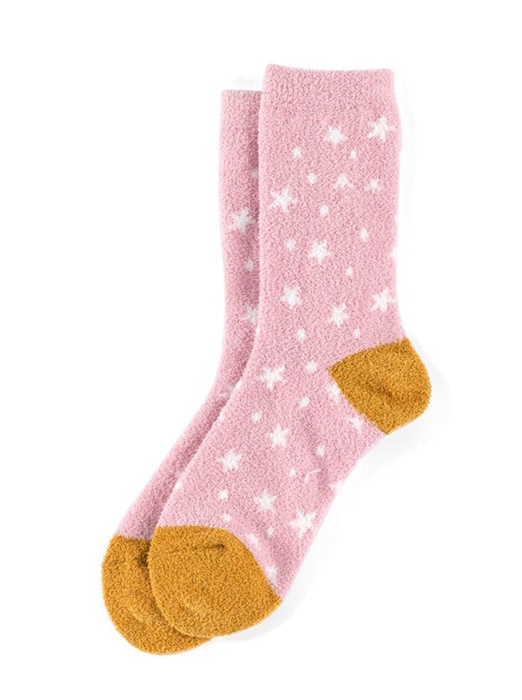 Stella Star Print Plush Socks Pink