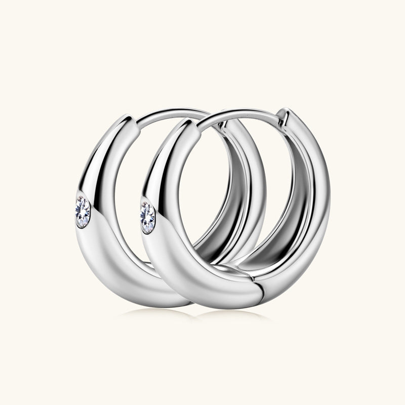 Moissanite Wedding Hoop Earrings In 925 Sterling Silver