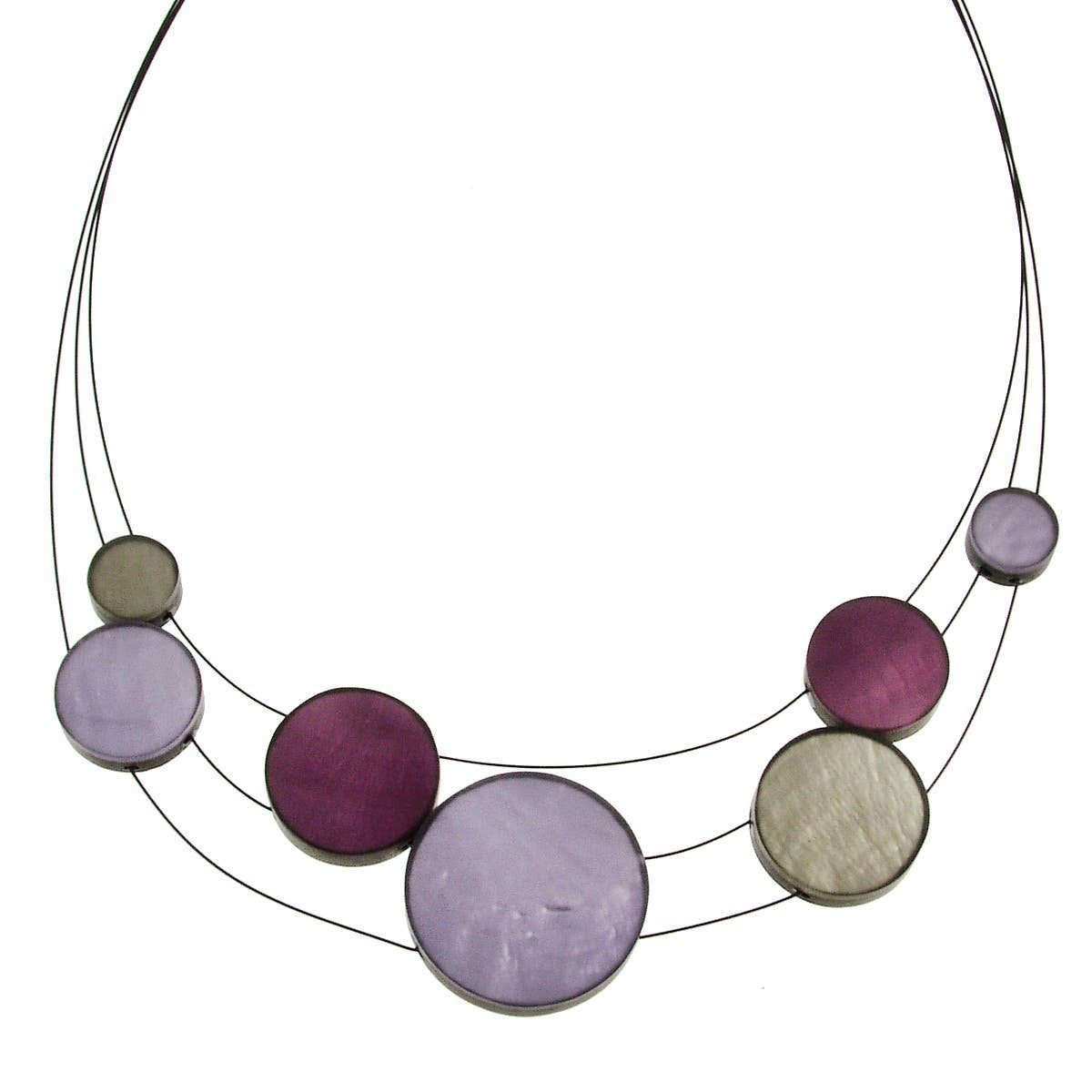 Purple 3 Strand Resin Disc Necklace