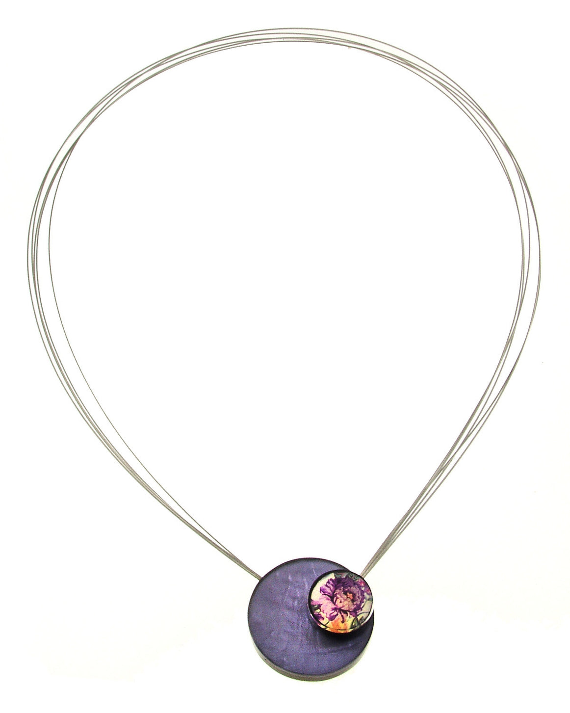 Purple Flower Magnetic Pendant Necklace