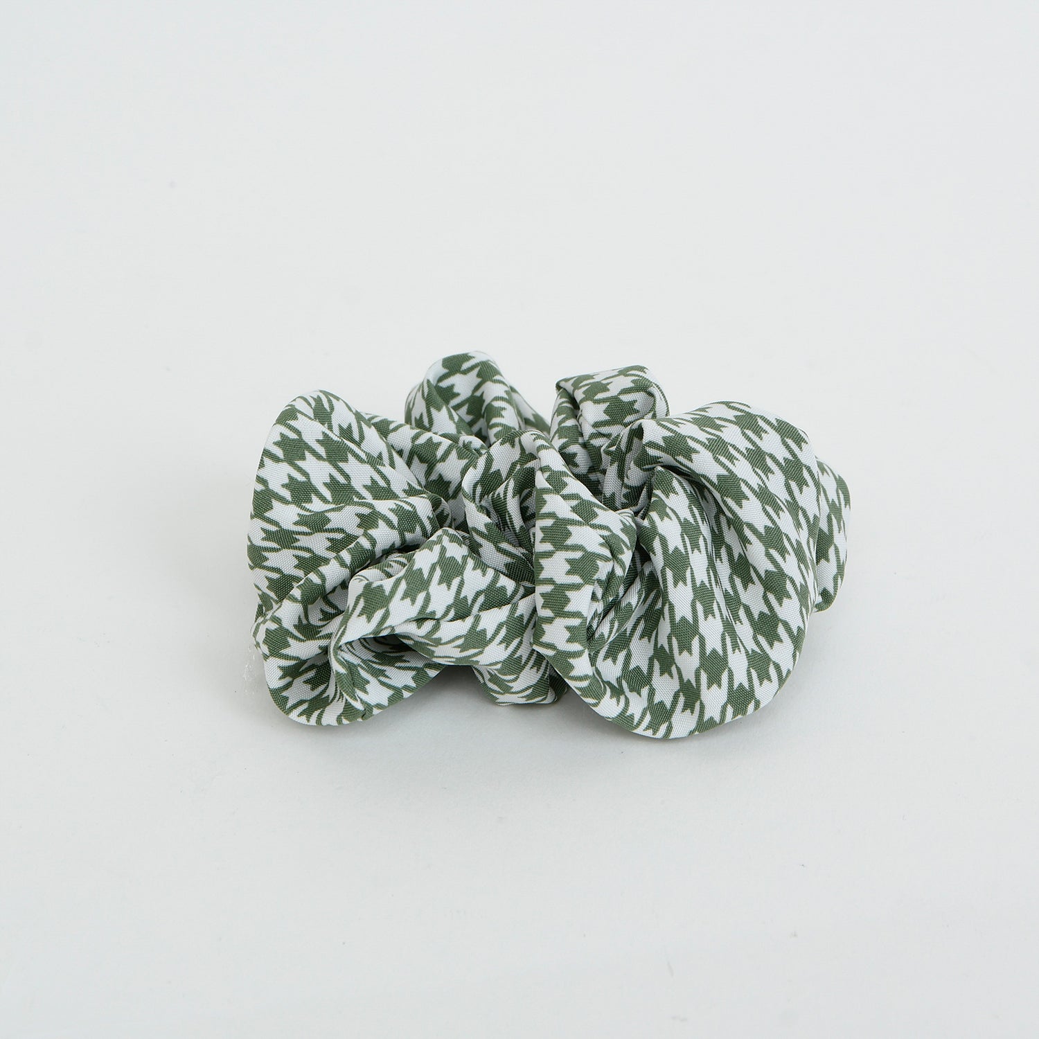 Olive Houndstooth Scrunchie