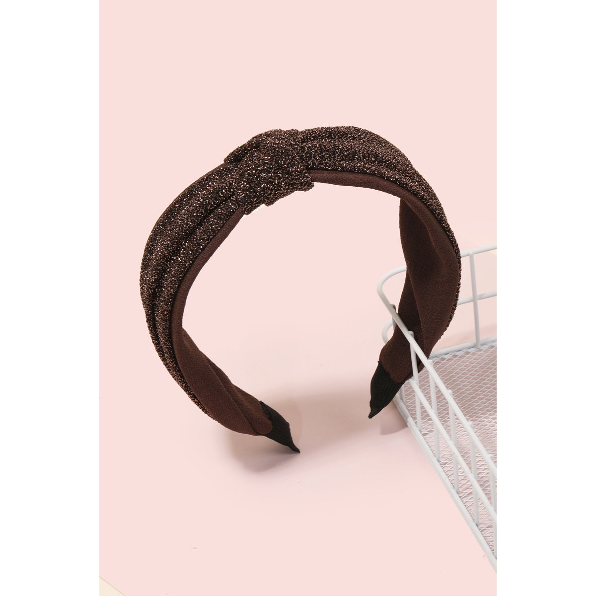 Brown Two Tone Shimmer Fabric Twist Headband