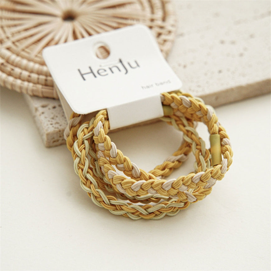 Yellow & White 4 Piece Hair Ties