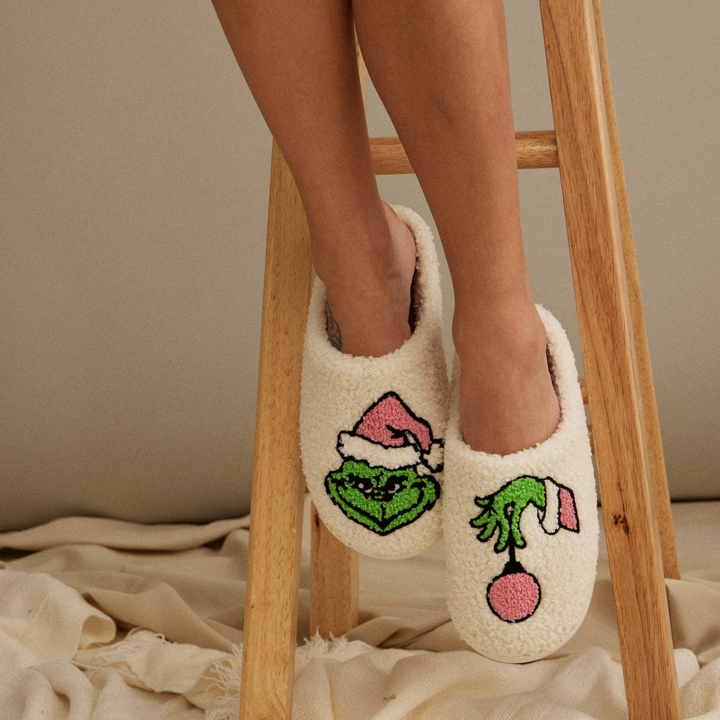 Christmas Grinchy Monster House Slippers