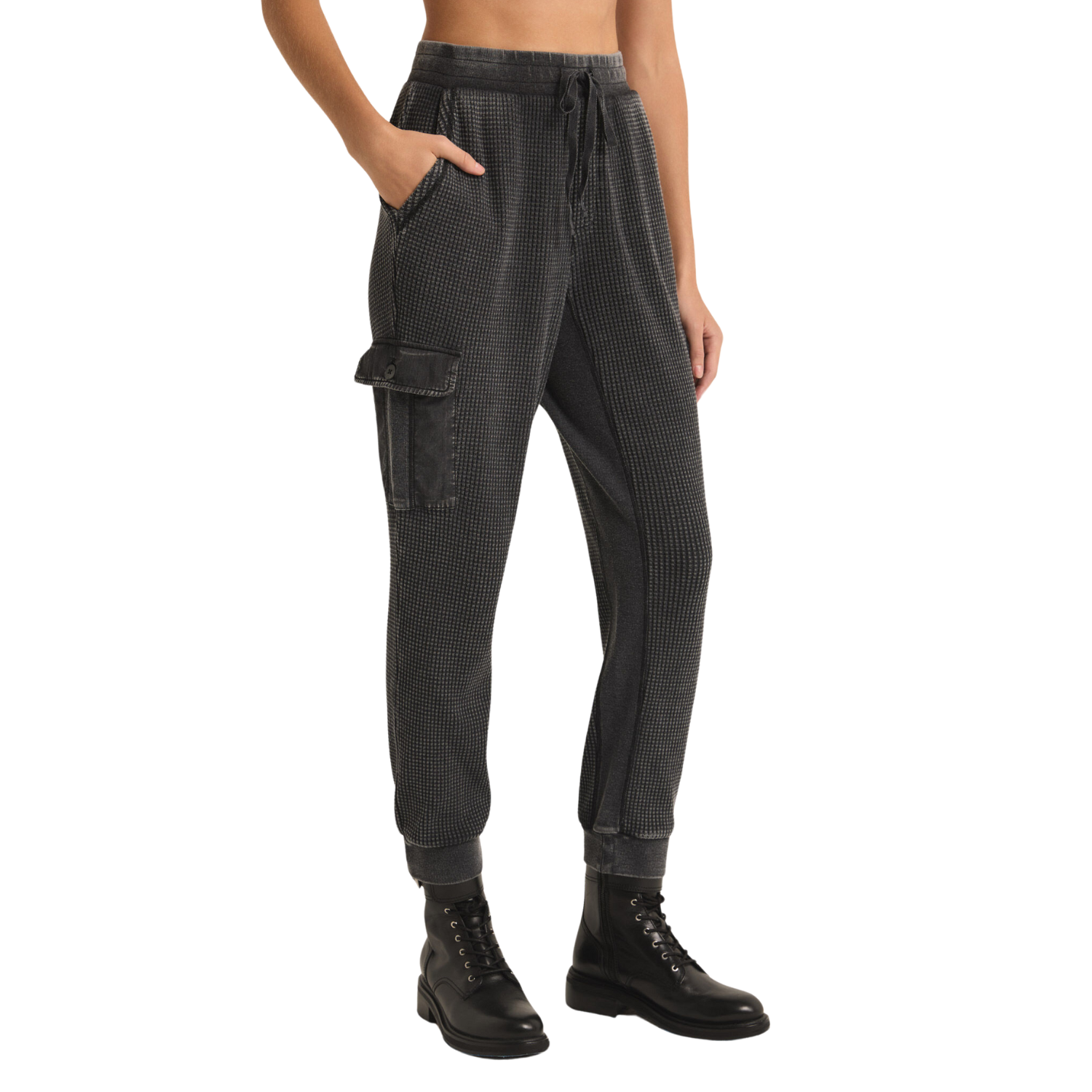 Niles Black Waffle Cargo Pant