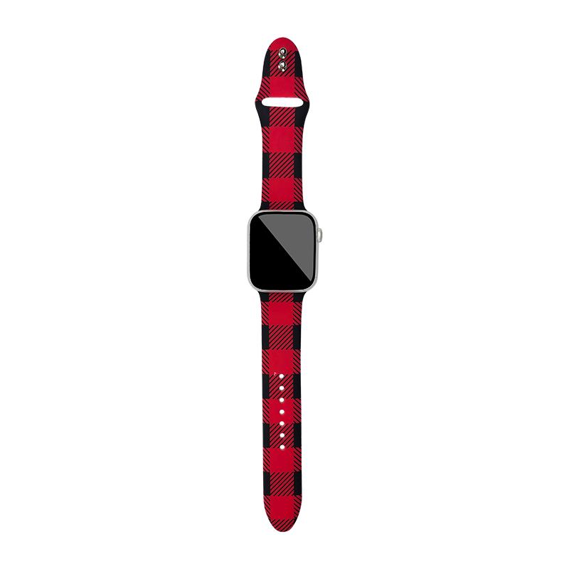 Red Buffalo Plaid Silicone Apple Watch Band 38/40/41mm