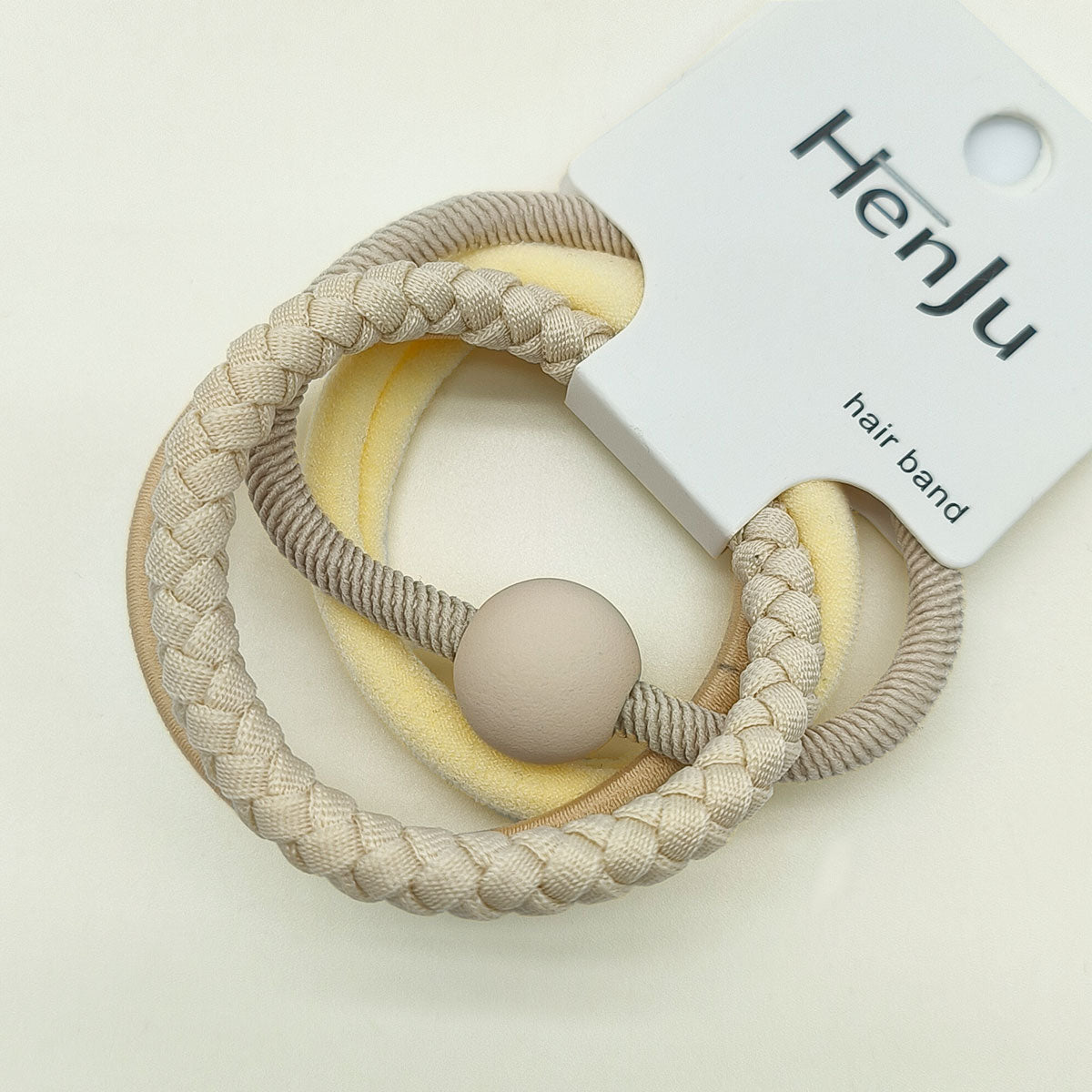 Beige 4 Piece Simple Hair Ties