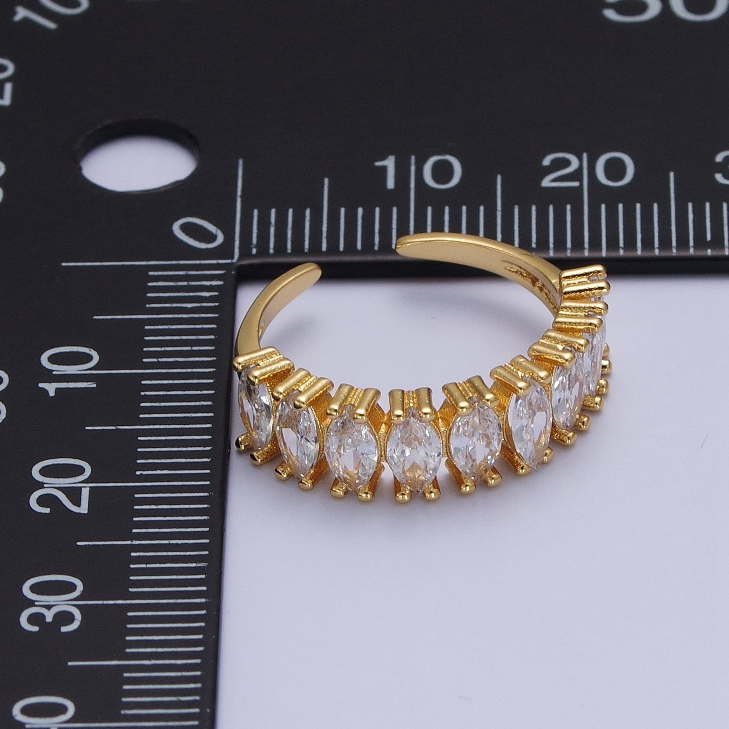 Clear Marquise CZ Adjustable Gold Band Ring