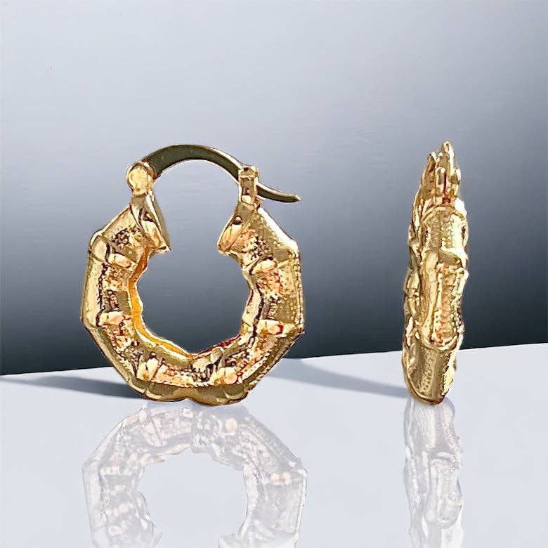 Bamboo Brilliance 20mm Gold-Plated Brass Hoop Earrings