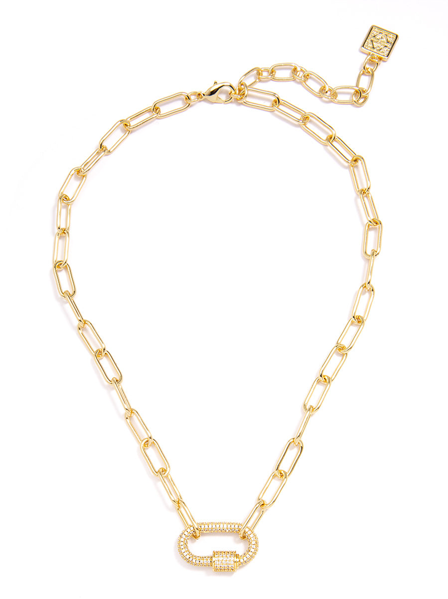 Pavé Diamond Gold & Clear Charm Necklace