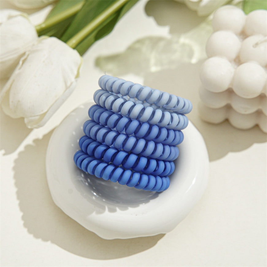 High Elastic Blue Frosted Phone Cord Hair Ties