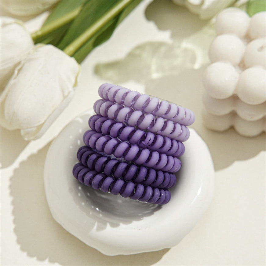 Purple High Elastic Frosted Phone Cord Hair Ties