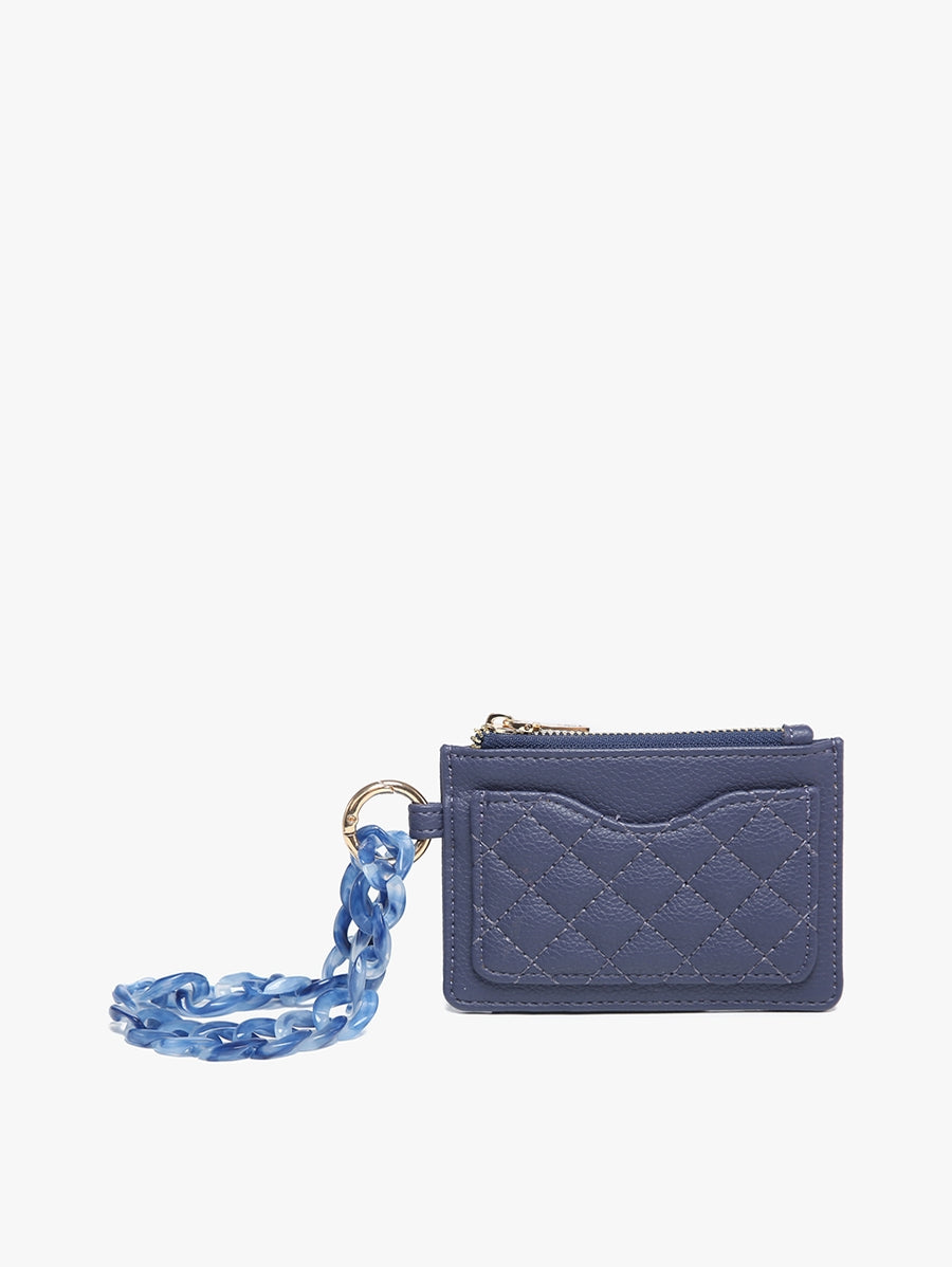 Navy Rhodes Quilted Wallet Keychain