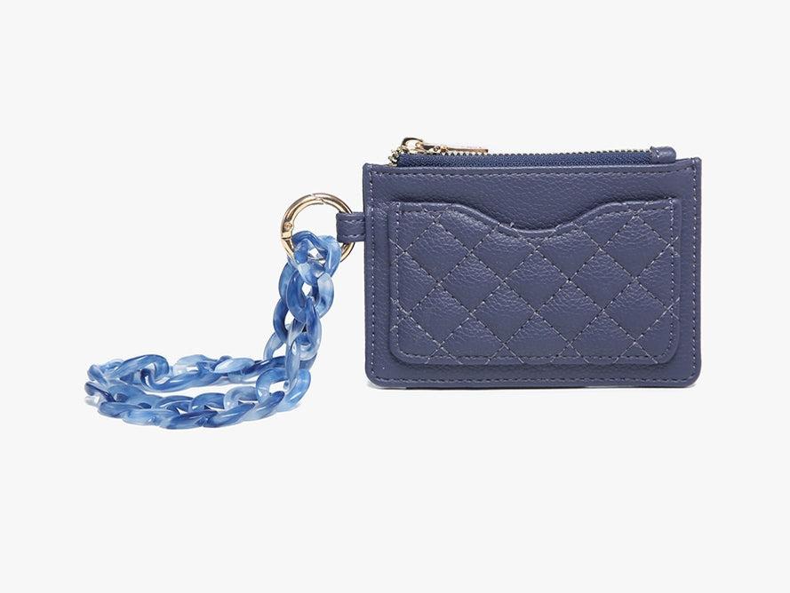 Navy Rhodes Quilted Wallet Keychain