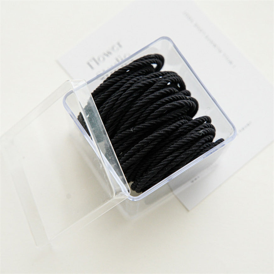 50 Black Simple Twisted Hair Ties