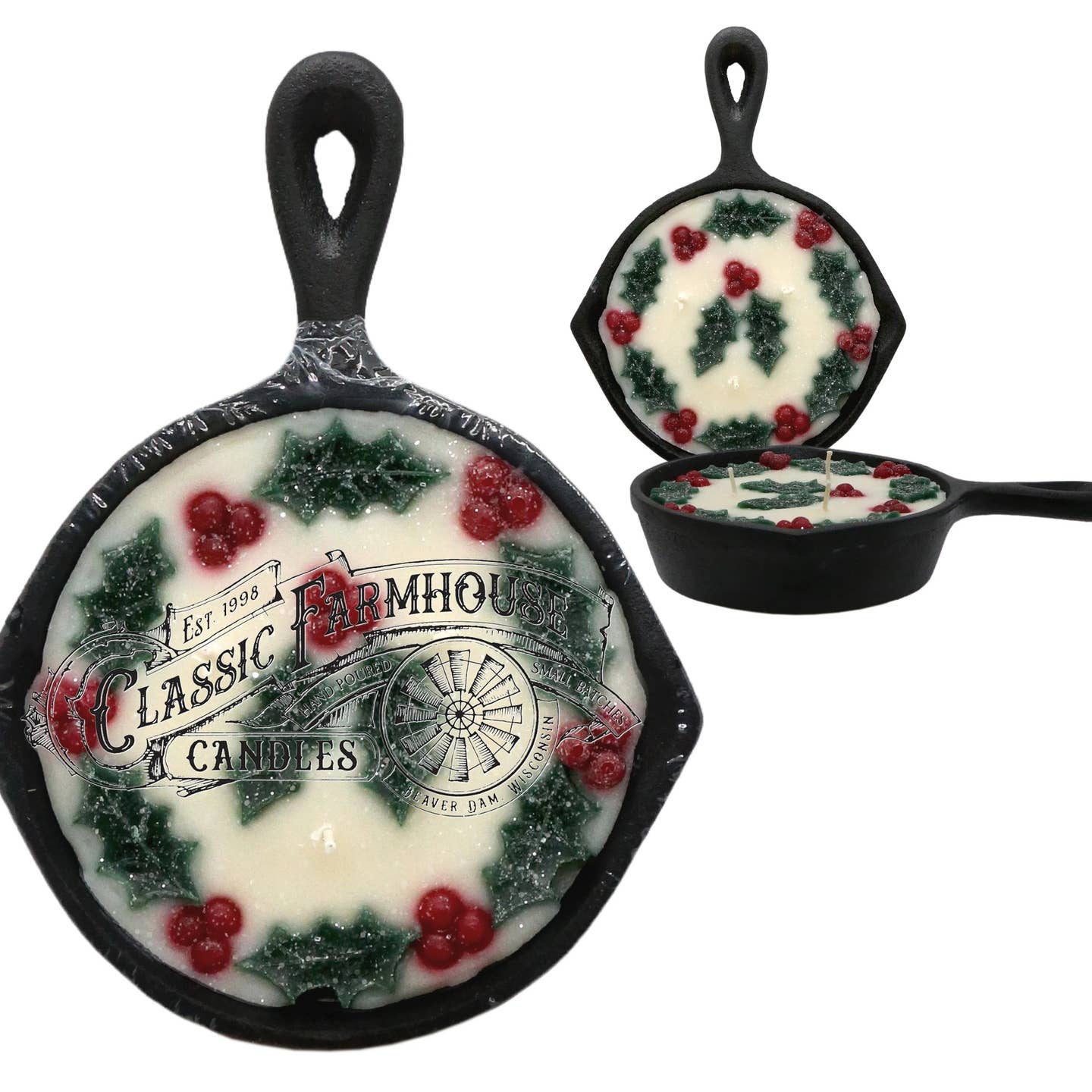 Hollyberry 8 oz Cast Iron Pan Candle