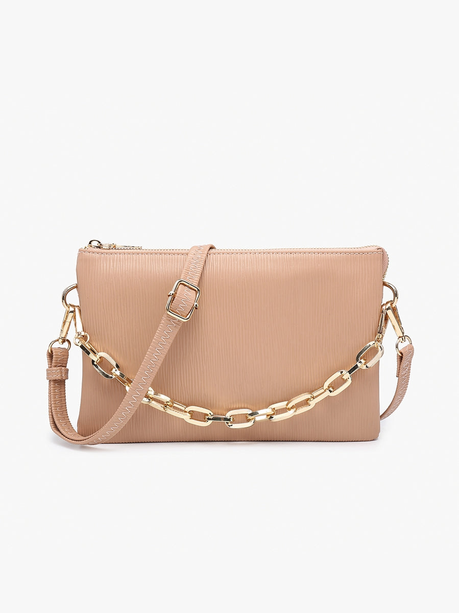 Izzy Taupe Textured Crossbody w/Guitar Strap