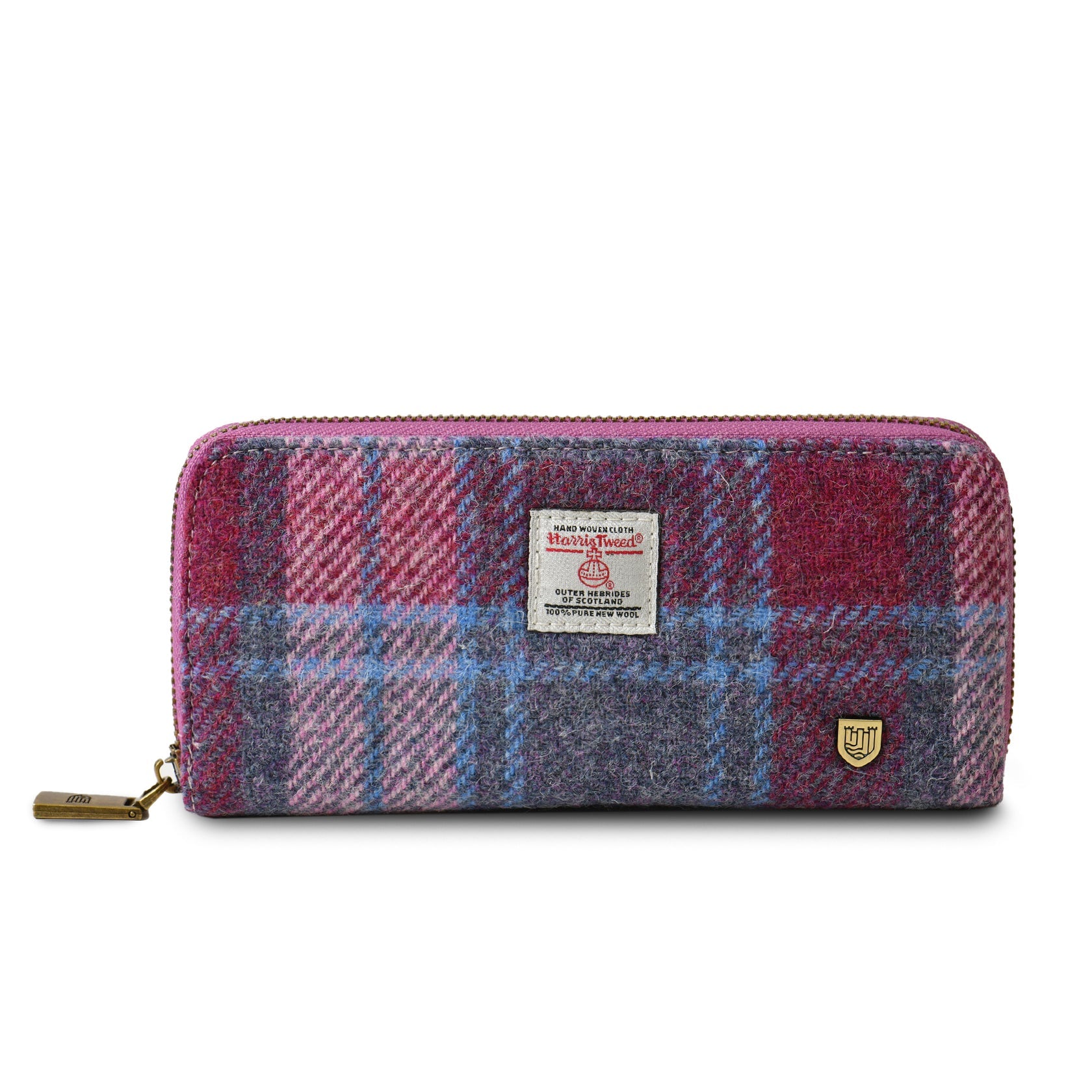 The Long Zip Wallet - Pink & Blue Tartan