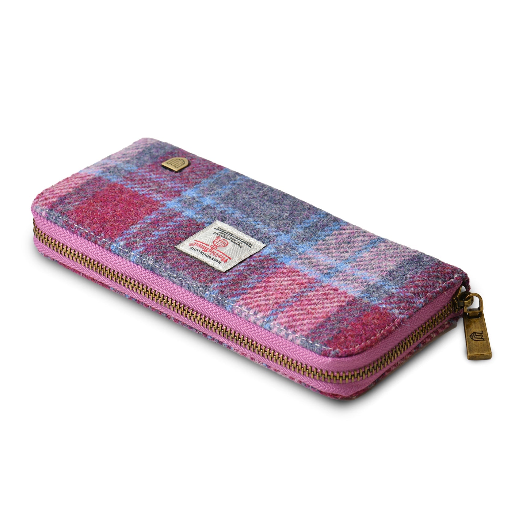 The Long Zip Wallet - Pink & Blue Tartan