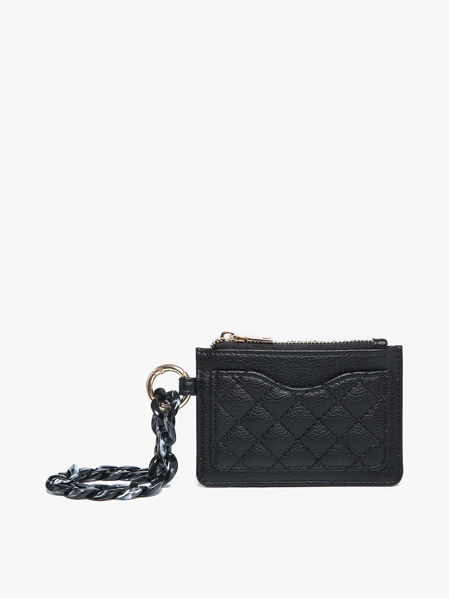 Black Rhodes Quilted Wallet Keychain