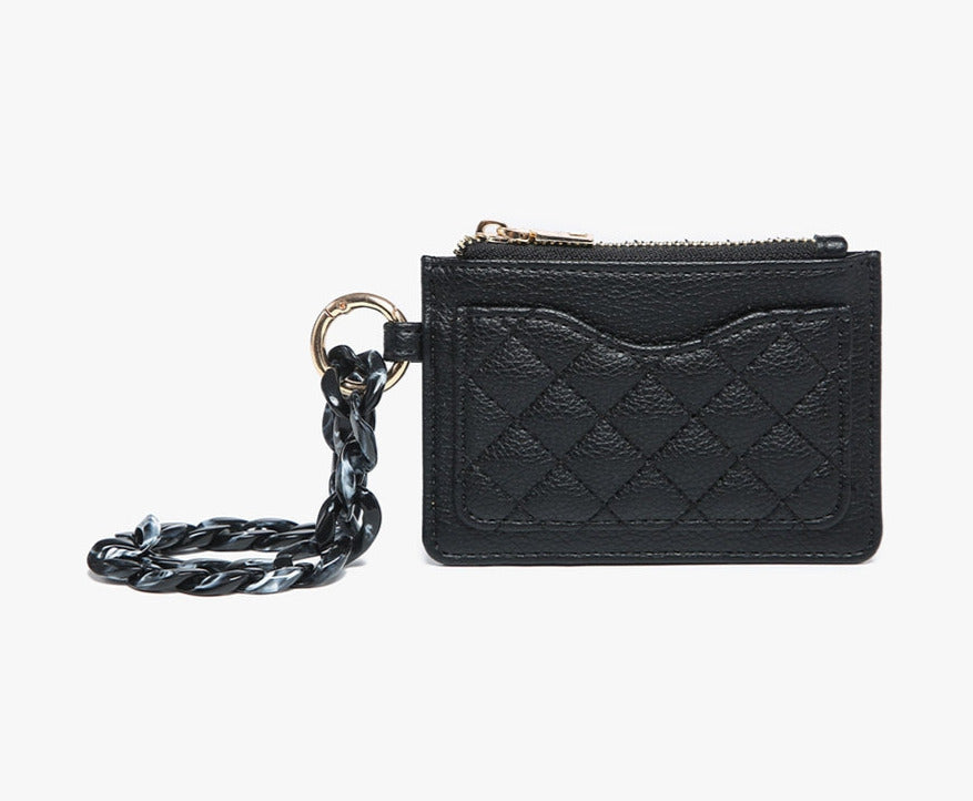 Black Rhodes Quilted Wallet Keychain