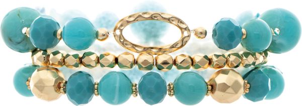 Gold-Blue Baubles & Chain Bracelet Set