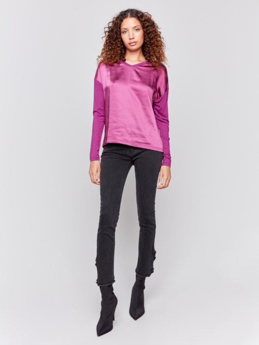 Mulberry Satin Jersey Knit Top