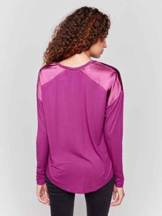 Mulberry Satin Jersey Knit Top