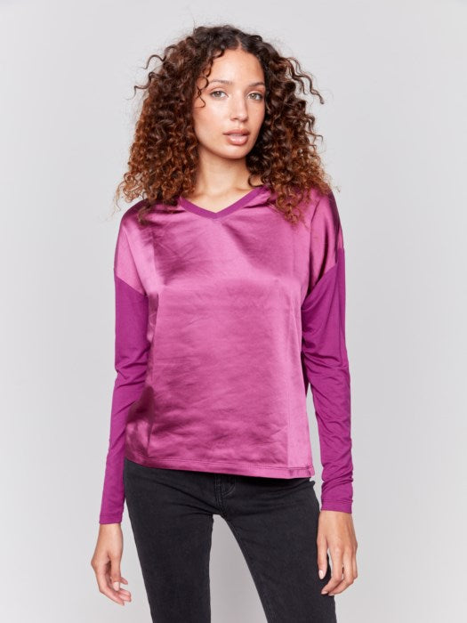 Mulberry Satin Jersey Knit Top