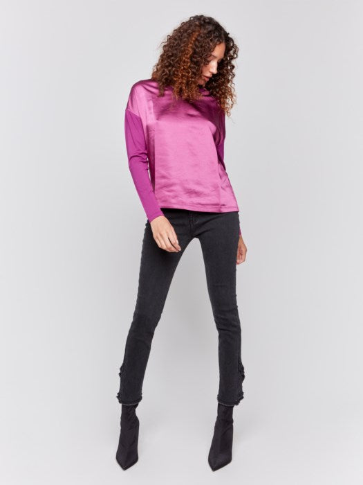 Mulberry Satin Jersey Knit Top