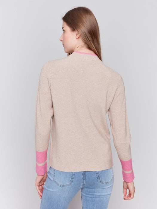 Heathered Truffle Plushy Knit Crew Neck Sweater