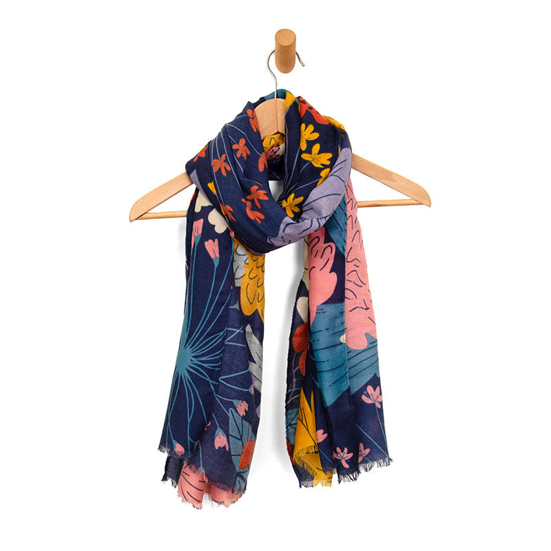 Navy Wild Garden Scarf