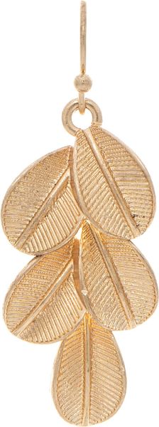 Gold Textured Layered Leaves Earring