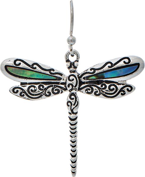 Silver Abalone Inlay Dragonfly Earring - FINAL SALE