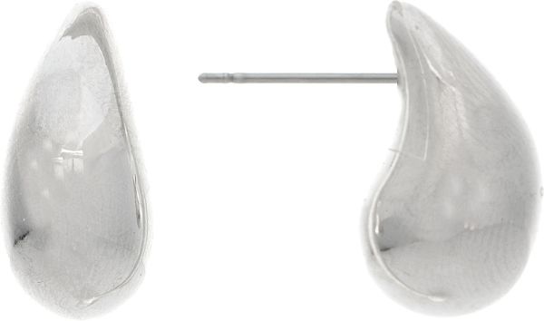 Silver Modernist Teardrop Post Earring