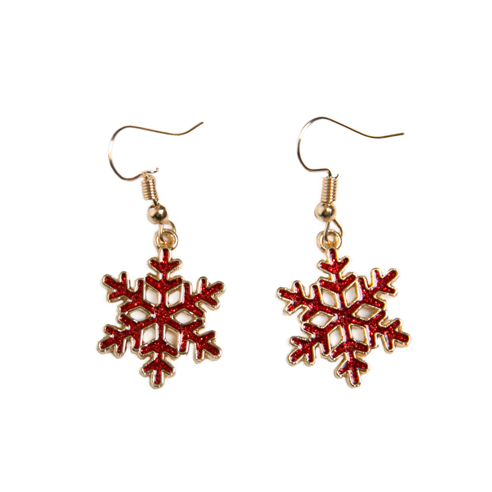 Red & Gold Snowflake Earrings